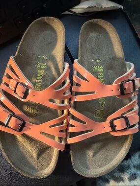 Birkenstock Kids Coral Orange Double-Buckle Cutout Sandals